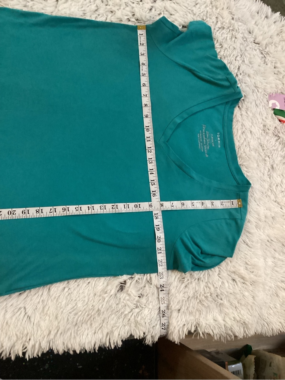 Torrid Classic Fit turquoise V-Neck Tee Size 1 Plus Soft Stretch Casual Top - Picture 11 of 11